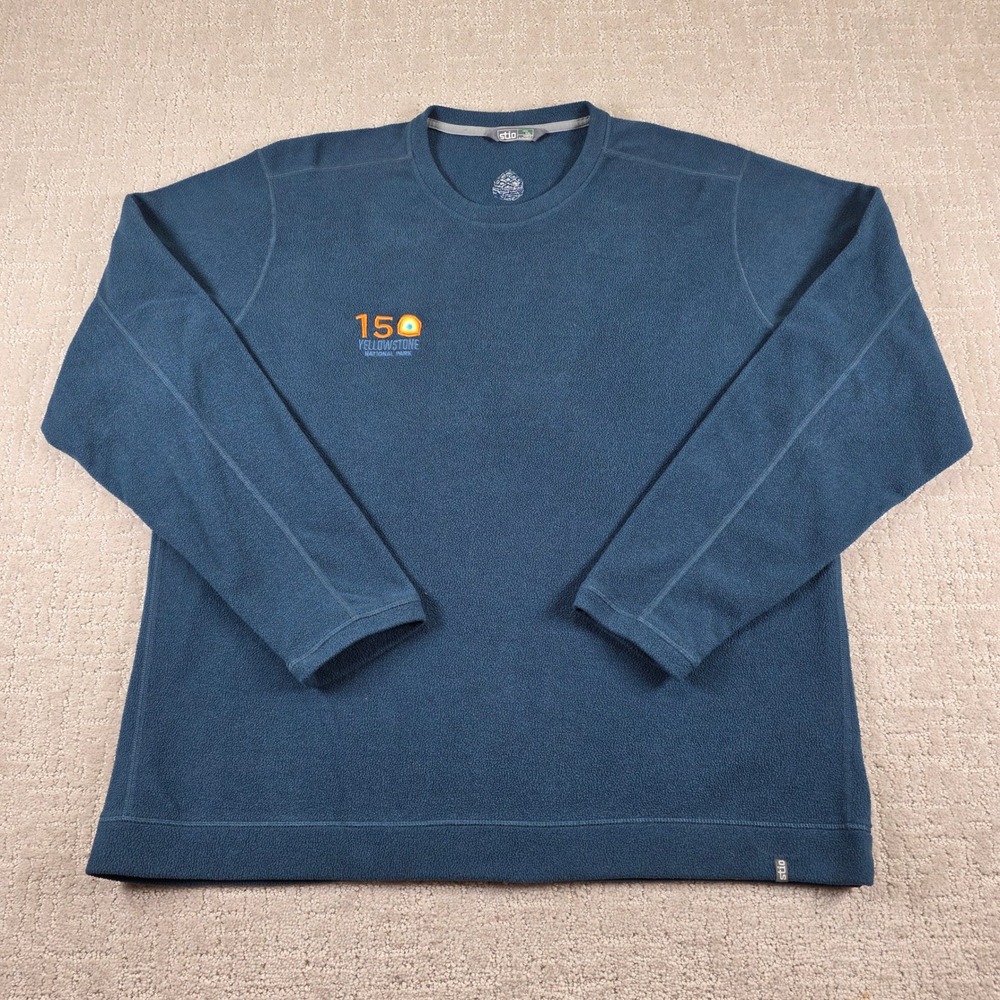 Stio Mens Yellowstone Park 150th Anniversary Fleece Pullover Blue XXL Crewneck